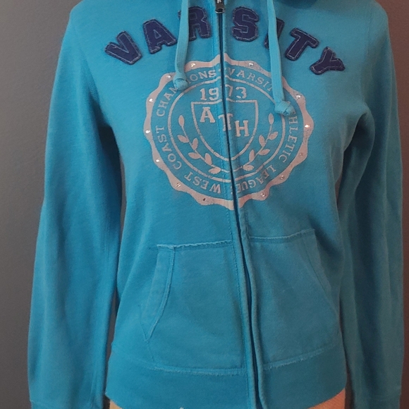 Moschino Blue Hoodie with front zipper and a Hoodie. Size Sm/med can fit a med 2 - Picture 13 of 13